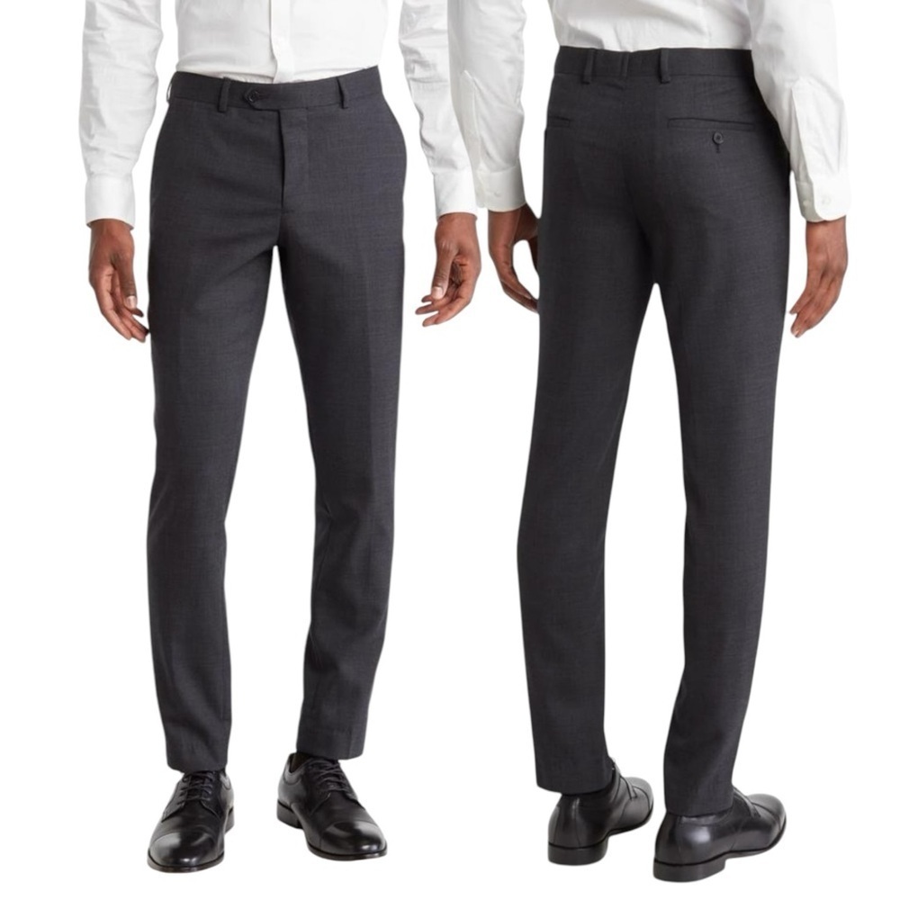 🌻NEW w.tags Original Penguin OSMANS Charcoal Gray Wool Trousers Size Size 40X34